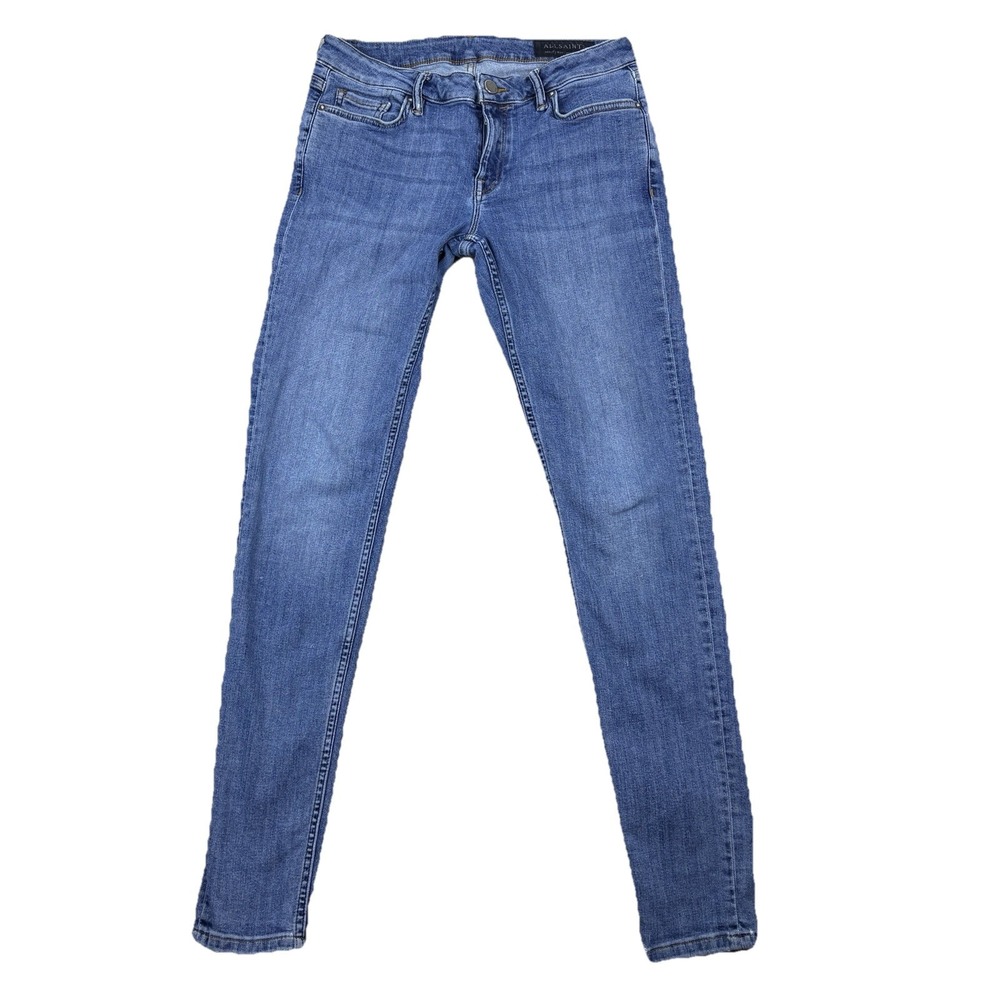 AllSaints Mast Skinny Jeans‎ Women's Size W28 Blue Low Rise Cotton Stretch Denim
